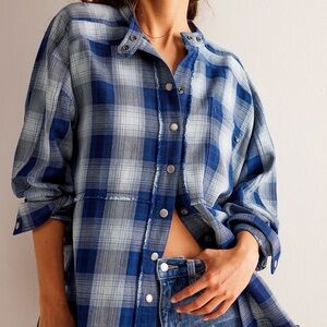 We The Free stadium plaid Blue Shirt